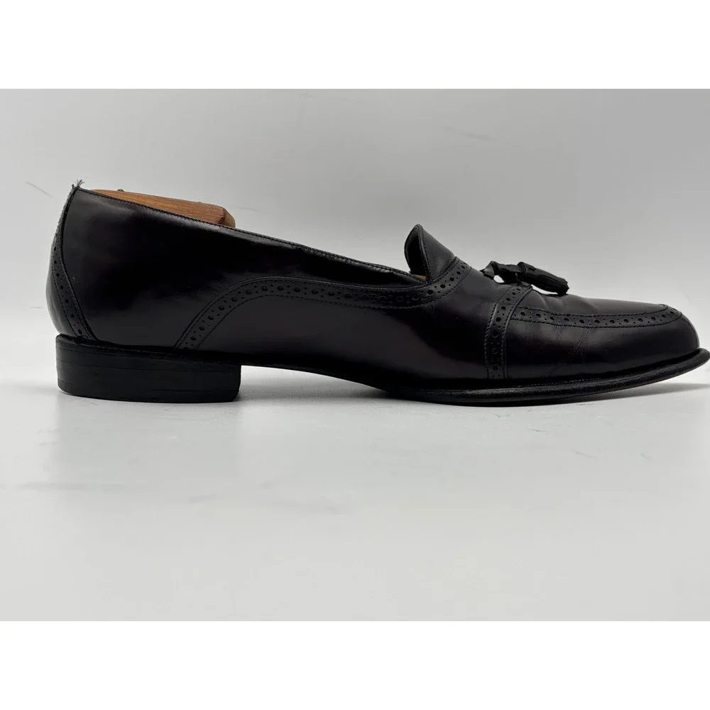 Johnston & Murphy Men's Size 12M Burgundy Leather Tassel Loafers Brogue Made USA